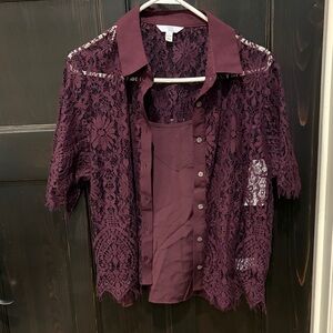 Chico's Deep Burgundy Lace Blouse